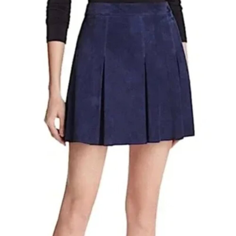 Alice and Olivia Size 2 Navy Suede Skirt NWT